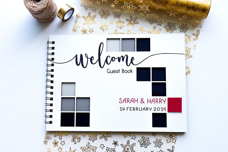 Elegant Keepsake Book Wedding Guest Book Personalised Wedding Signing Book Rustic Guestbook Custom guestbook White Guest Book