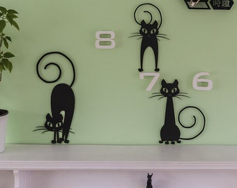 Cat lover gift, black cat, Cat Lady Gift, Cat decor, funny cats, gifts, housewarming gift, animal art, gift for friend, fat cat, lazy cat