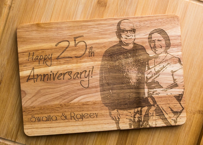 Engagement Custom Cutting board Personalised Happy 25th Anniversary