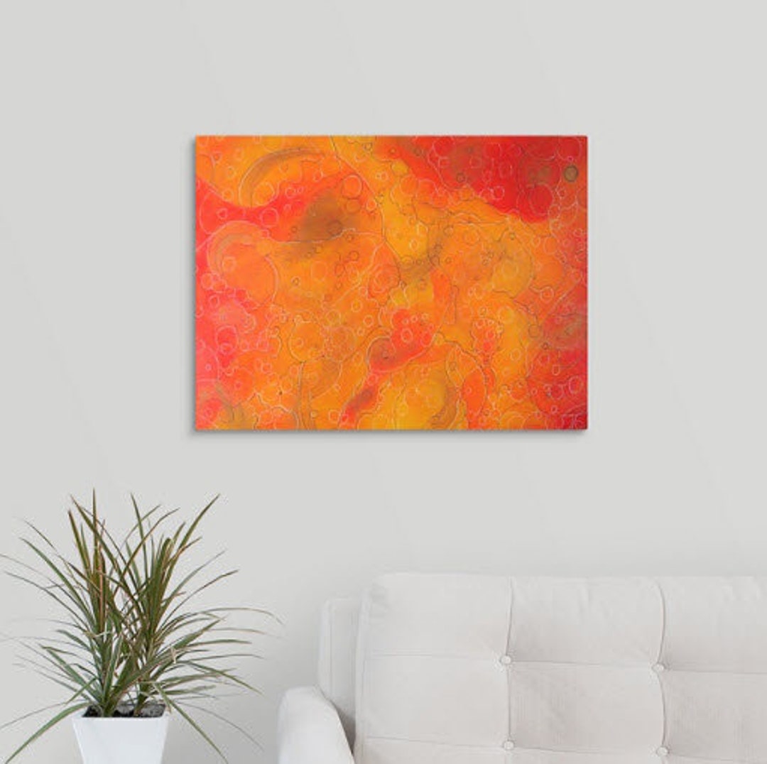Canvas Art Print Orange and Red Wall Art Bold Wall Hanging Etsy