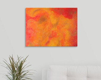 Canvas art print, orange and red wall art, Bold wall hanging, Limited edition print, Contemporary abstract art, Anniversary gift for spouse