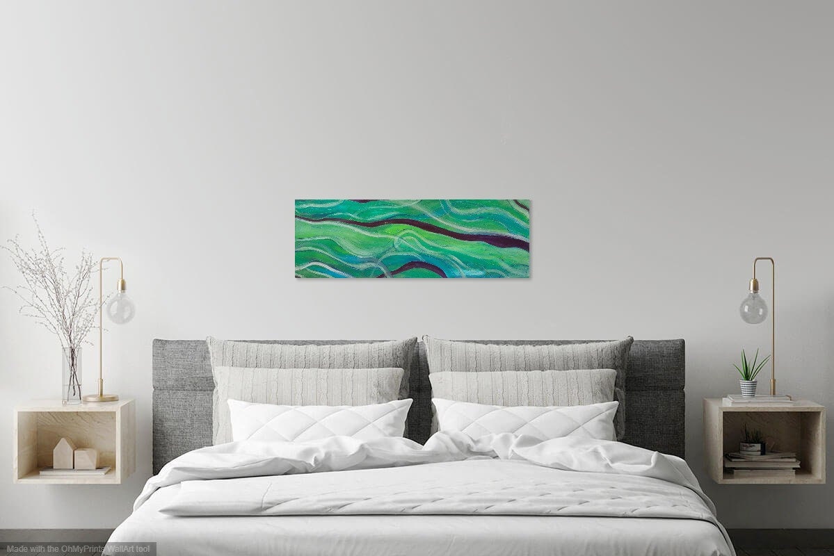 Long Horizontal Art Green and Purple Abstract Art Nature Etsy Canada