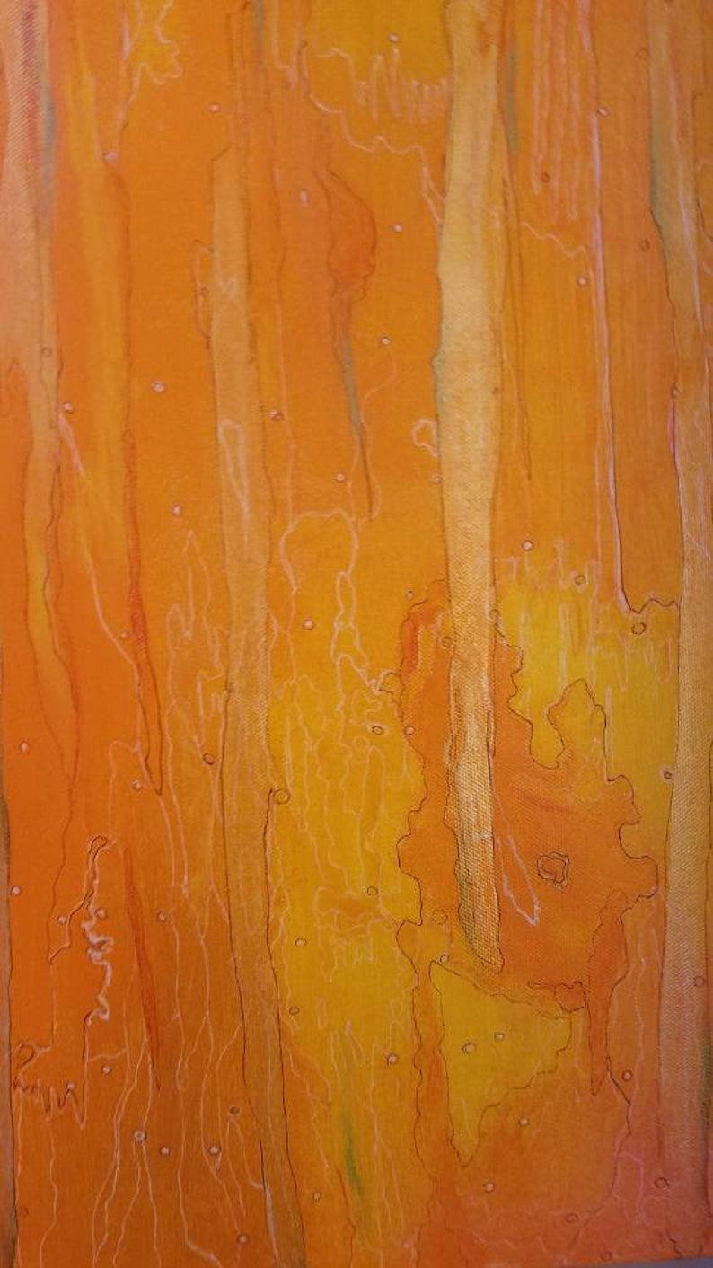 Long Narrow Orange Wall Art 12 X 36 Abstract Painting Mixed Etsy