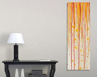 Contemporary wall art, playroom decor, kids room decoration, girls nursery wall hanging, happy abstract art, tangerine and red paint drip