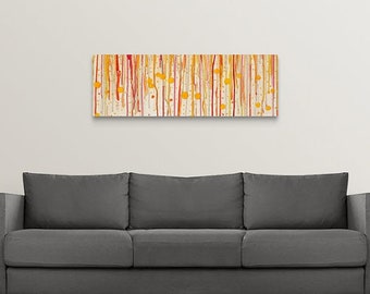 Contemporary wall art, playroom decor, kids room art, girls nursery wall decor, cheerful abstract art, orange and red paint drip decoration