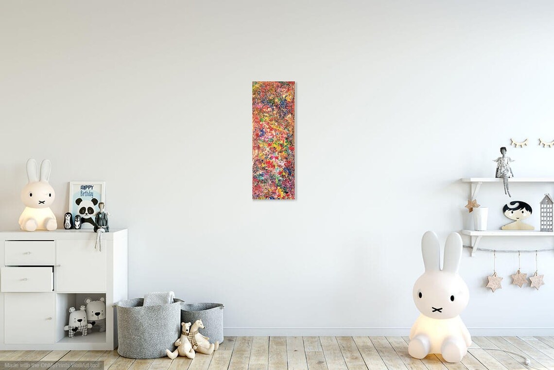 Long Narrow Art Multicolor Painting Vertical Abstract Etsy
