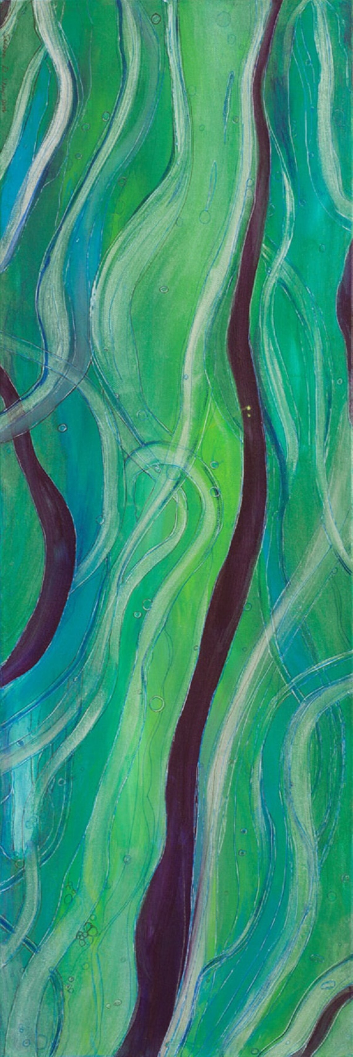 Long Narrow Art Kelly Green Canvas Art Grasses Art Print Etsy