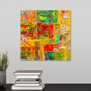 Vibrant art print, Contemporary artwork, Multicolor canvas wall art, bright office decor, collage print, housewarming gift, Mothers Day image 5