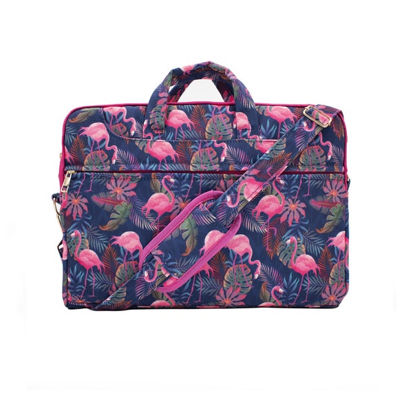 TaylorHe Canvas Laptop Bag Flamingos