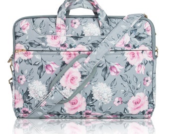 TaylorHe Canvas Laptop Bag Floral Vintage Roses