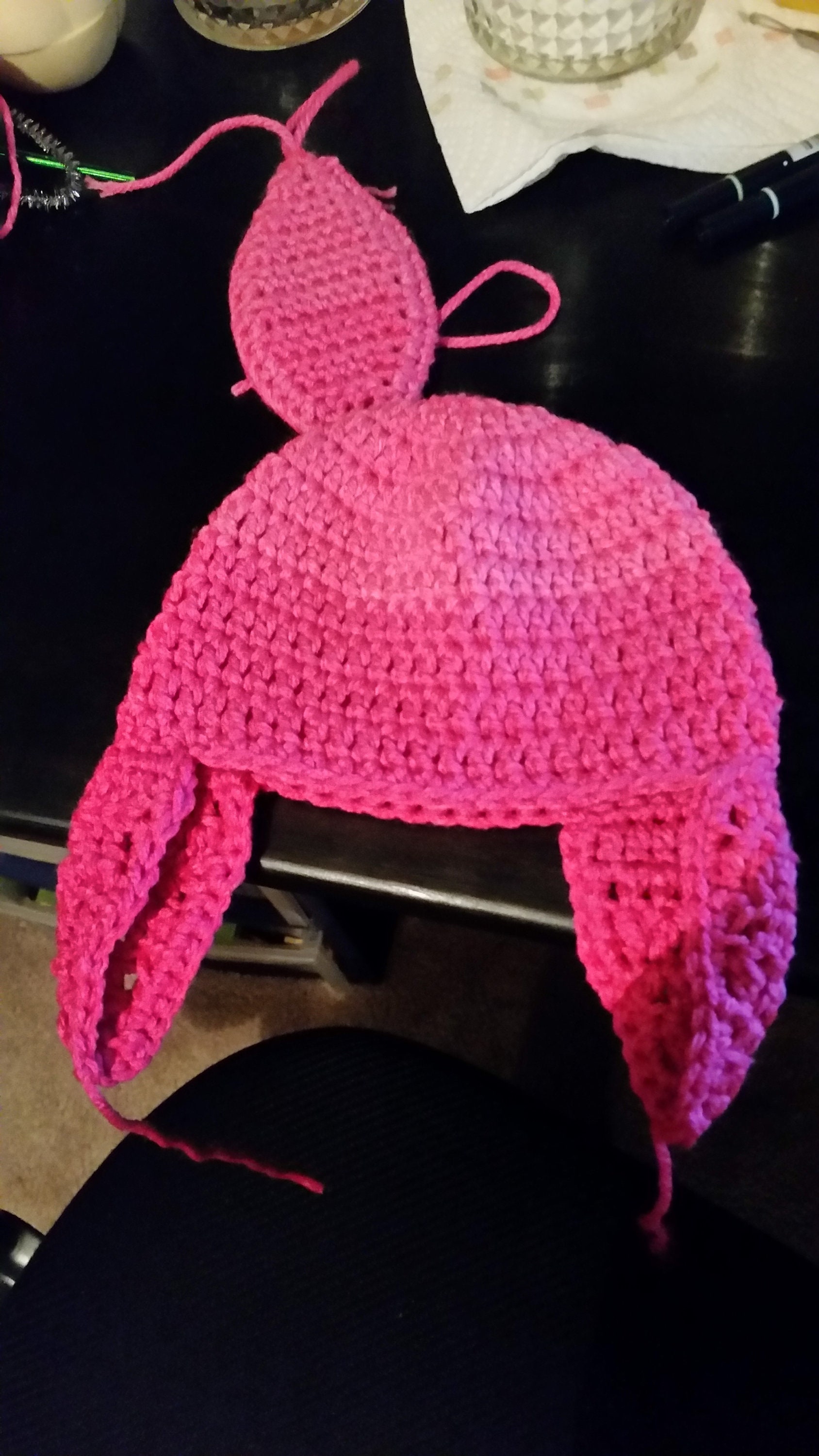 23 Cross border New Pink Rabbit Ear Knitted Hat Louis Belcher Funny  Handmade Woolen Hat Halloween cosplay set - AliExpress