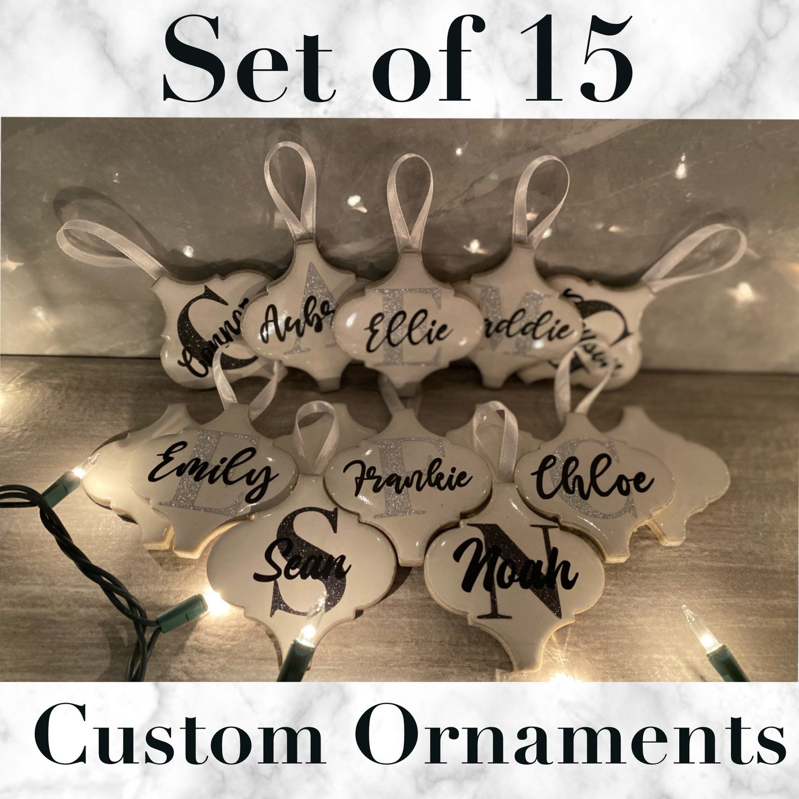 Set of 15 Custom Name Ornaments Christmas Ornaments Etsy