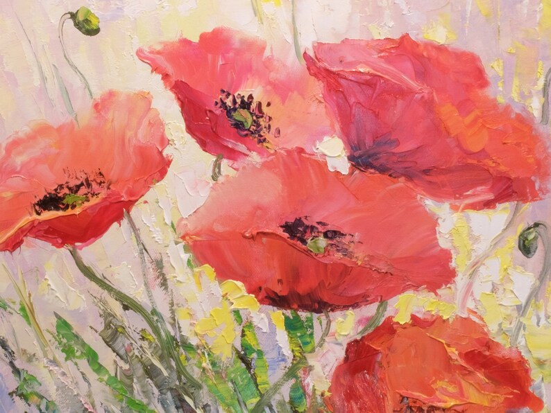 Red Poppies Oil Painting Impasto Oil Painting California Etsy
