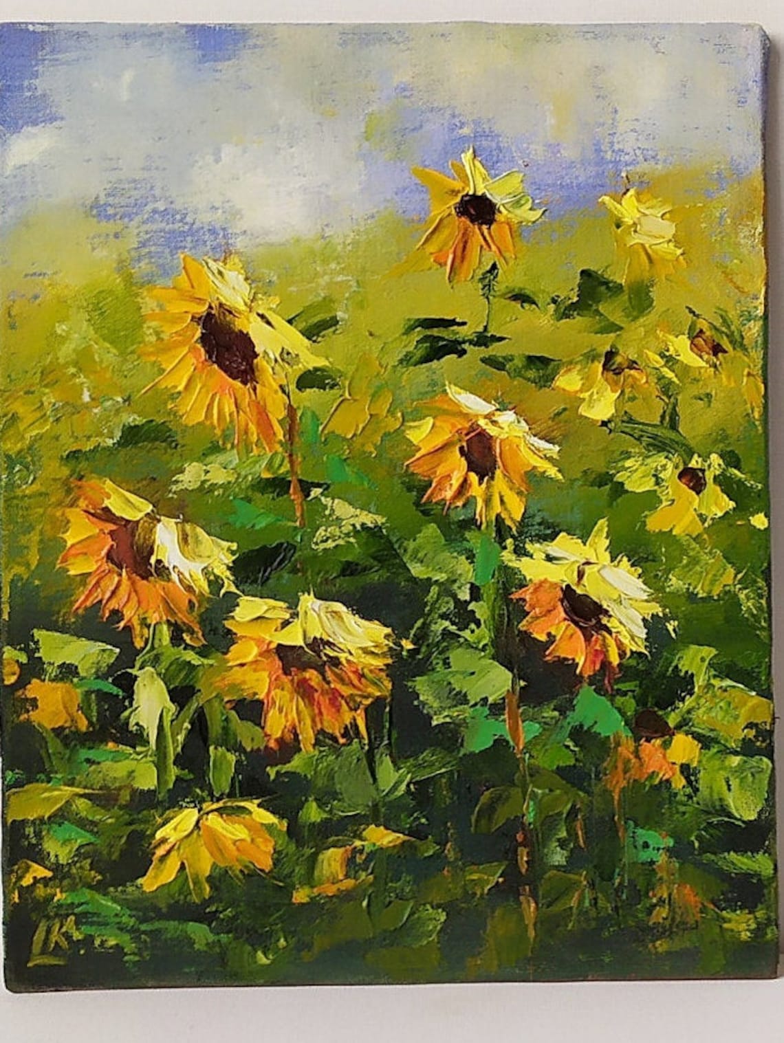 Sunflower Oil Painting Floral Painting Impressionism Art Etsy