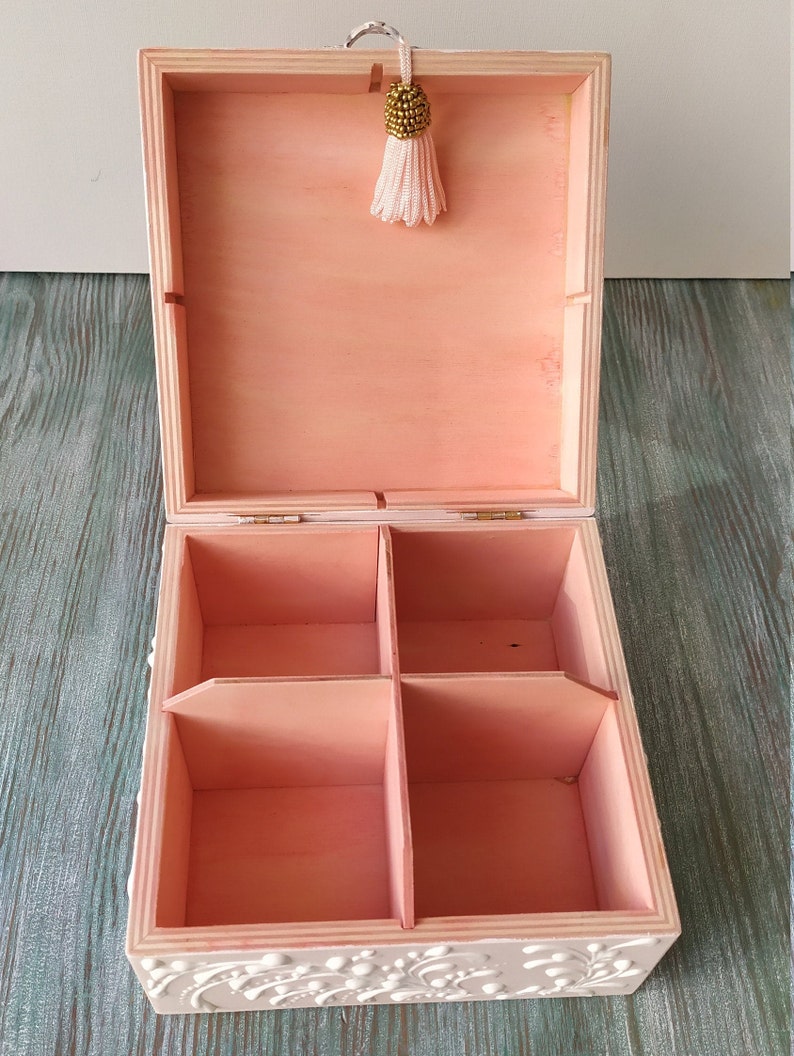 Shabby chic tea box white wooden tea box wooden tea caddy Etsy