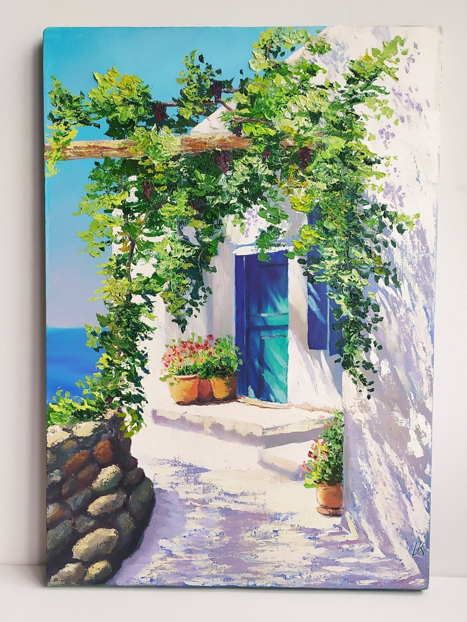 Mediterranean landscape Painting Italian Coast Impressionist Etsy