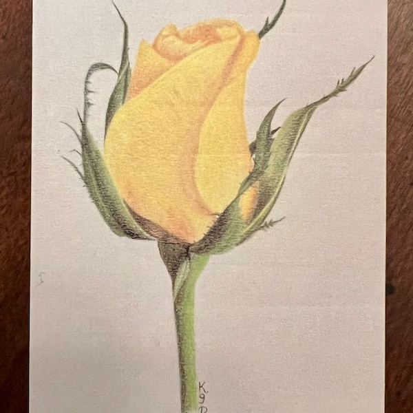 ACEO Yellow Rose ATC Art Collectors Card Print