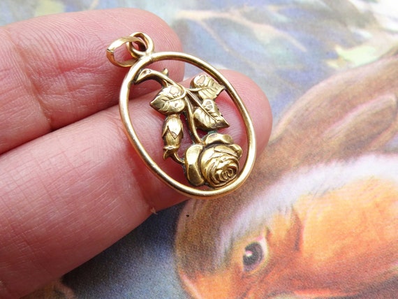 antique art nouveau french gold filled medal, ant… - image 1