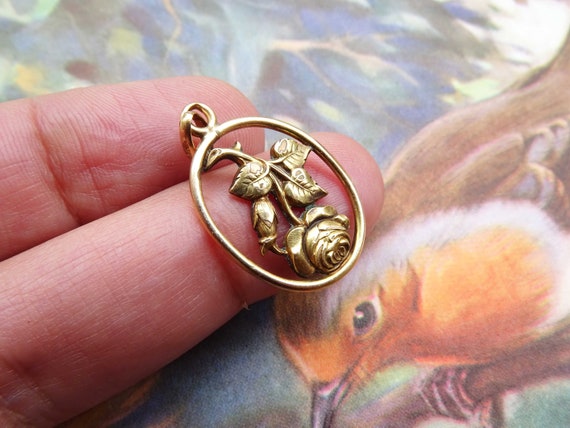 antique art nouveau french gold filled medal, ant… - image 2