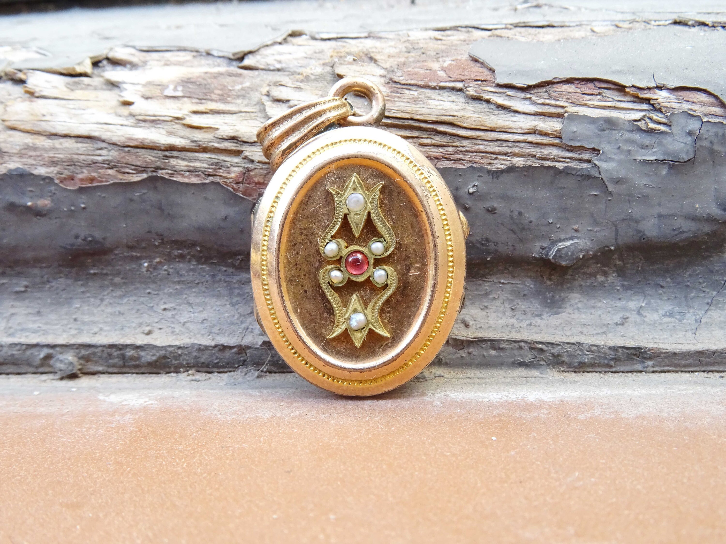 Pendentif Ancien Napoléon III Avec Perle - Bijou Antique Français 19ème Siècle