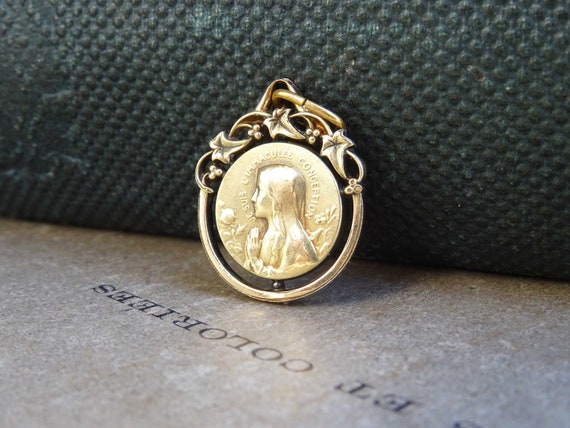 antique victorian french medal, antique gold fill… - image 2