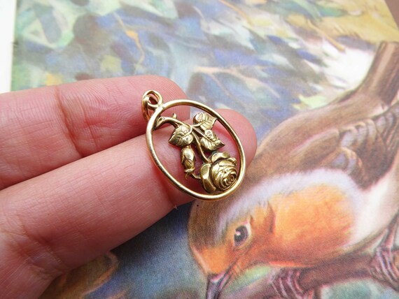 antique art nouveau french gold filled medal, ant… - image 5