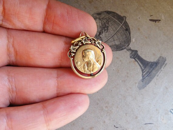 antique victorian french medal, antique gold fill… - image 9