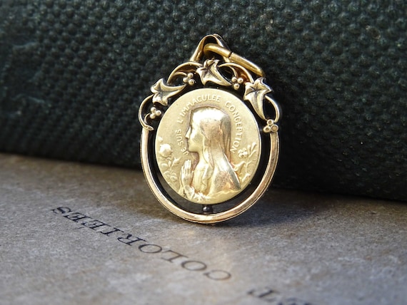 antique victorian french medal, antique gold fill… - image 5