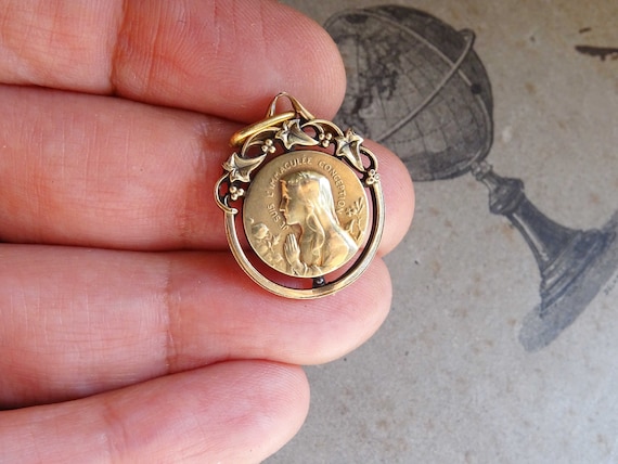 antique victorian french medal, antique gold fill… - image 8
