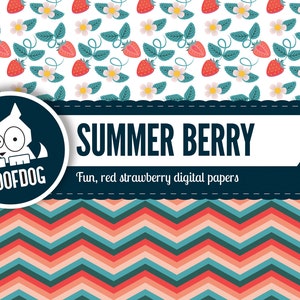 Red strawberry digital paper summer berry strawberry digital paper pack instant download summer digital paper fruit background pink image 3