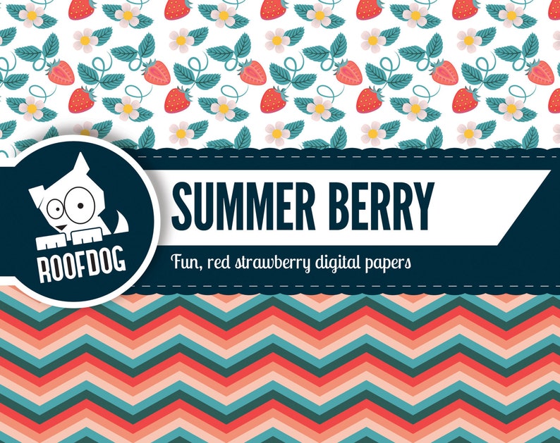 Red strawberry digital paper summer berry strawberry digital paper pack instant download summer digital paper fruit background pink image 3