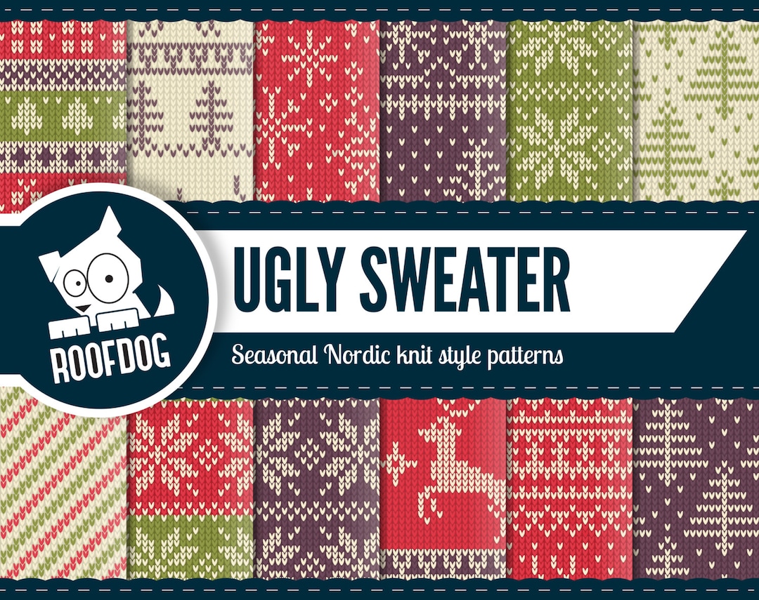 Ugly Sweater Christmas Digital Paper | Christmas Sweater Pattern ...