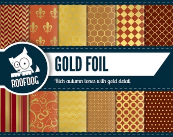 Gold foil digital paper | Gold foil autumn | digital paper pack instant download | geometric patterns gold backgrounds gold digital paper