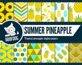 Pineapple digital paper | Topical pineapple pattern | digital paper pack instant download | fruit digital paper background | commercial use