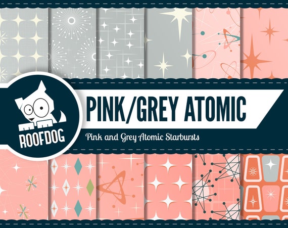 Atomic Starburst Digital Paper Mid Century Modern Starburst Etsy