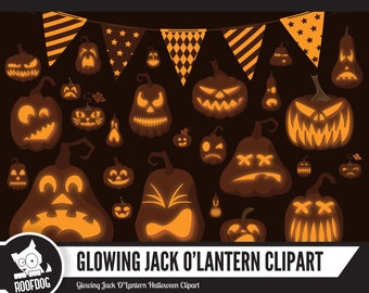 Jack O Lantern clipart |  Glowing Jack O Lantern | Halloween pumpkin clip art | Jack O Lantern faces | halloween digital | pumpkin vector