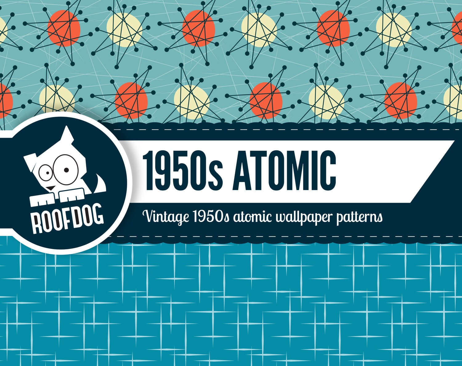 Atomic Digital Paper | 1950s Atomic Pattern | Mid Century