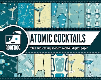 Atomic Cocktail Digital Paper | Mid-Century Modern Starburst Pattern (Digital Download)