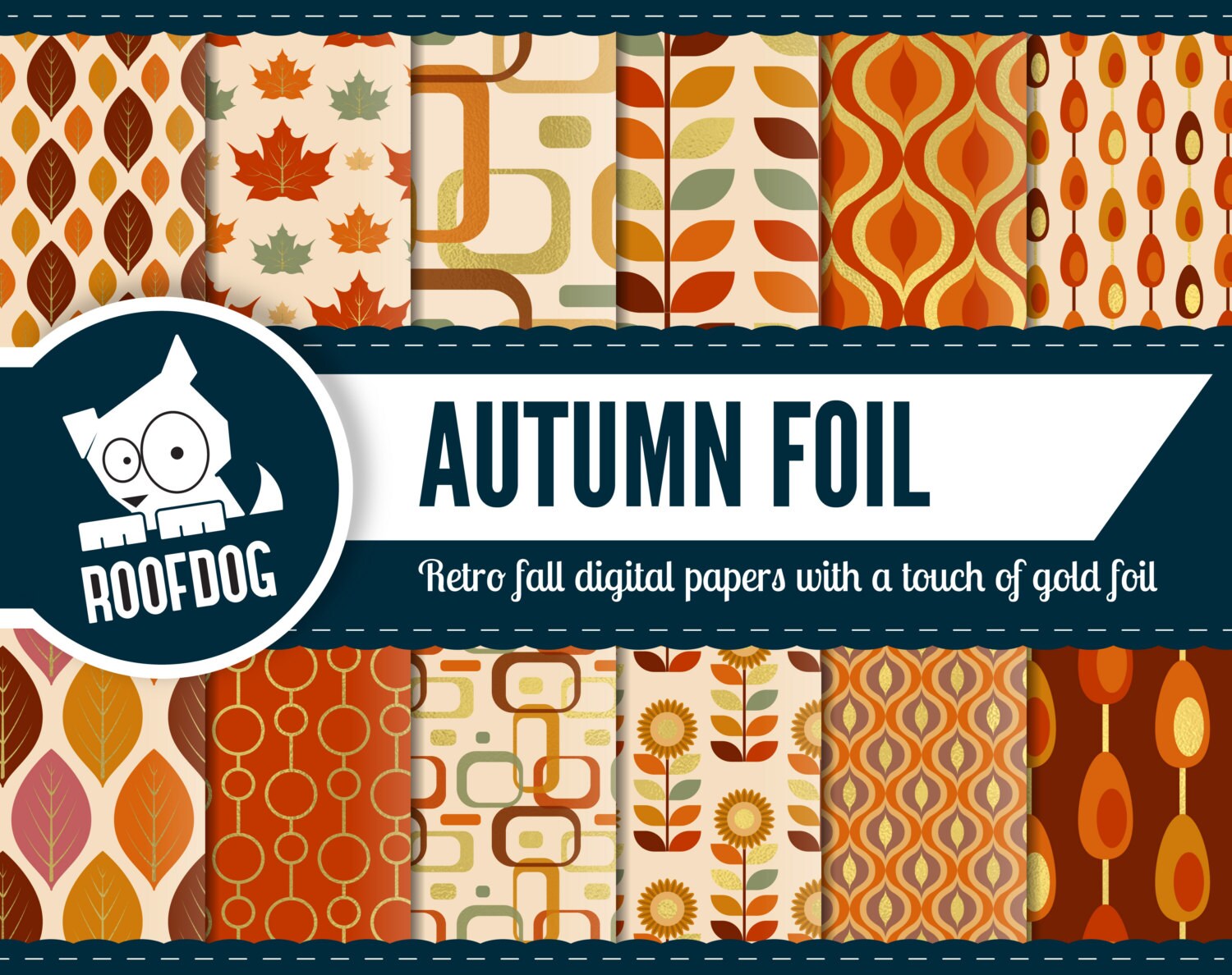 Autumn Digital Paper Retro Fall Patterns Autumn Digital - Etsy