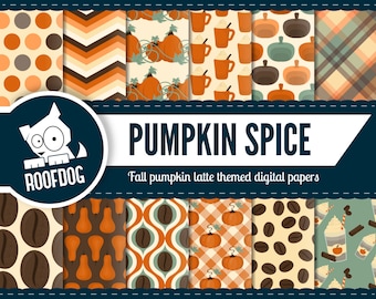 Pumpkin spice digital paper | pumpkin spice latte | pumpkin fall digital paper pack instant download | autumn pumpkin | coffee digital paper