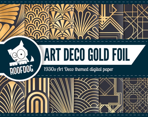 Art Deco gold foil digital paper | 1920s pattern | 1930s Art Deco | Gold foil wallpaper pattern | Vintage floral | gold foil 1930s wallpaper Il_570xn