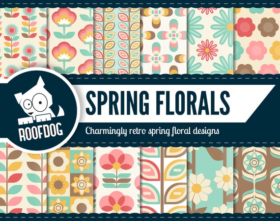 Spring floral digital paper | Floral digital patterns | floral wallpaper | floral patterns | Seasonal springtime | Commercial use Il_570xn