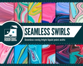 Seamless liquid marble digital paper | liquid paint digital paper | abstract swirl | mixed paint | candy bright | paint swirl | marble swirl