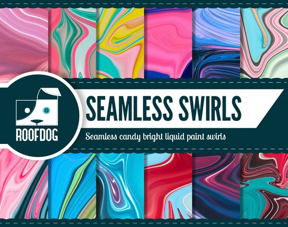 Seamless liquid marble digital paper | liquid paint digital paper | abstract swirl | mixed paint | candy bright | paint swirl | marble swirl Il_570xn