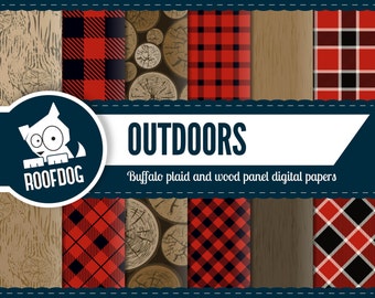 Buffalo plaid pattern digital paper | lumberjack digital | wood panel digital paper pack instant download | outdoorsman woodsman digital