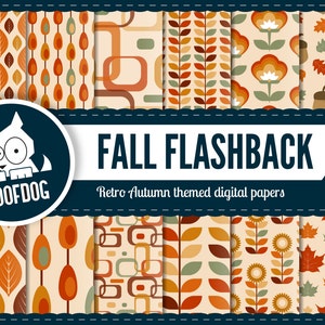Fall Digital Paper | Retro Autumn Patterns | Autumn Digital Paper Pack ...