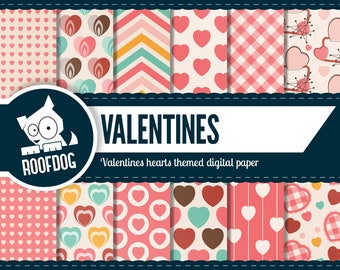 Valentines digital paper | Valentines hearts pink | valentine pattern | retro valentine | vintage hearts | 1950s 1960s candy heart feb 14