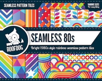 Seamless 80s Rainbow Pattern | Bright Digital Paper (Digital Download)