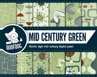 Mid Century Modern Digital Paper Pack | Atomic Starburst (Digital Download)