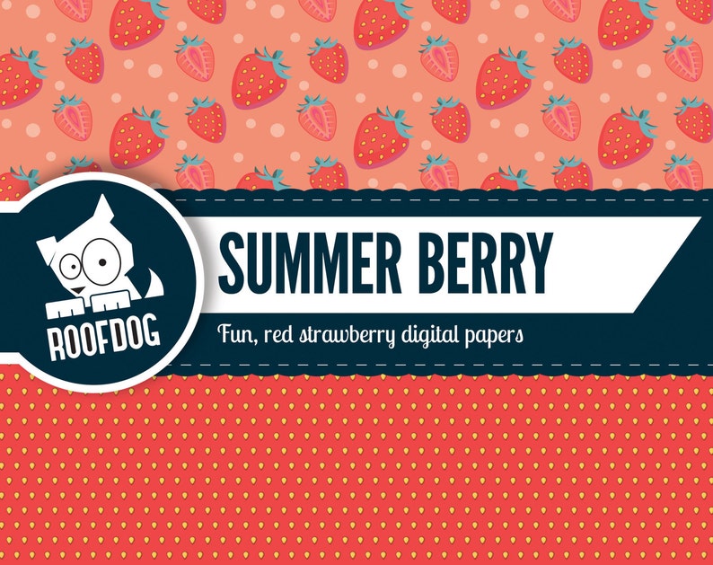 Red strawberry digital paper summer berry strawberry digital paper pack instant download summer digital paper fruit background pink image 2